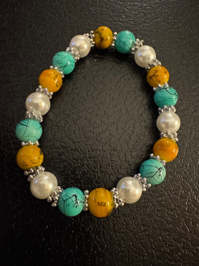 Whitegreenorange stretchy bracelet