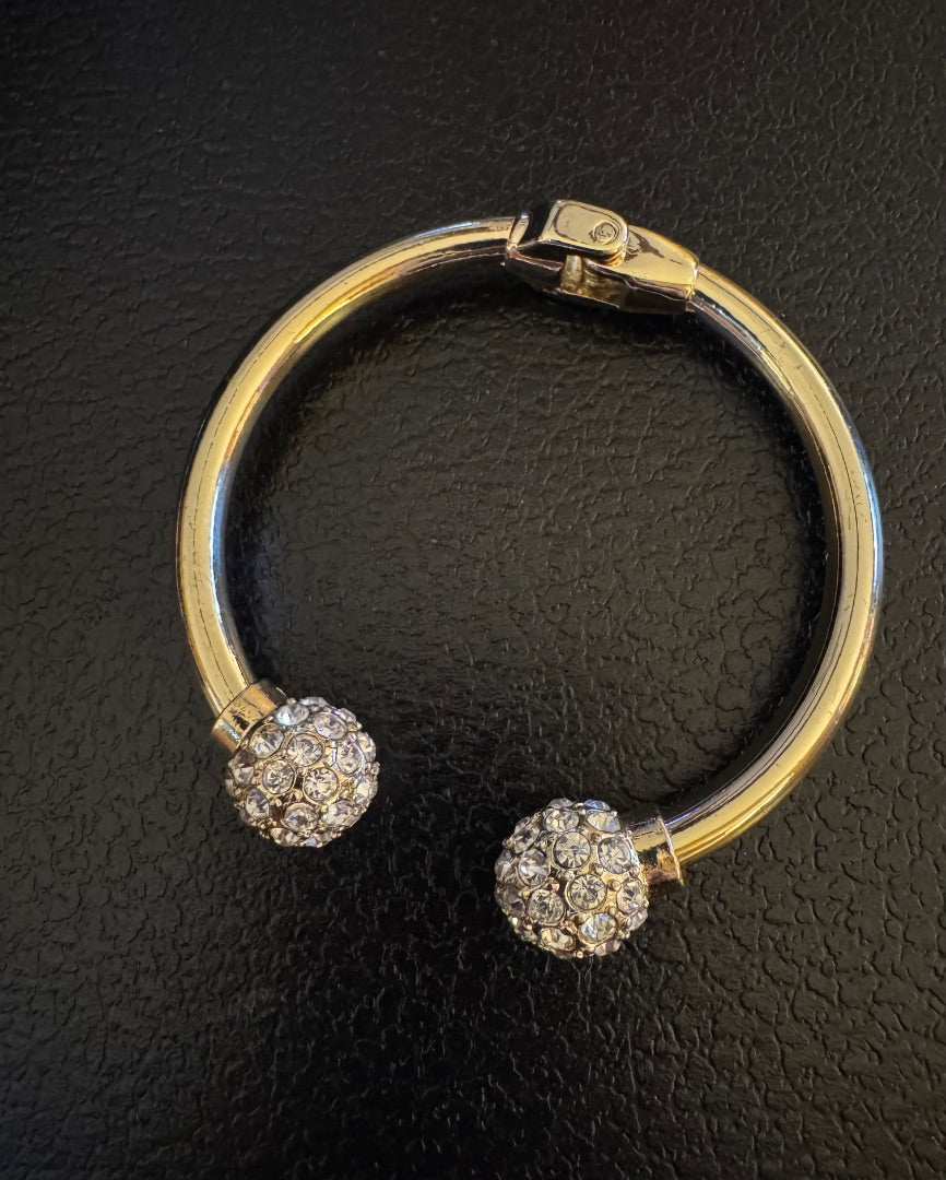 Silvertone rhinestone hinged cuff bracelet