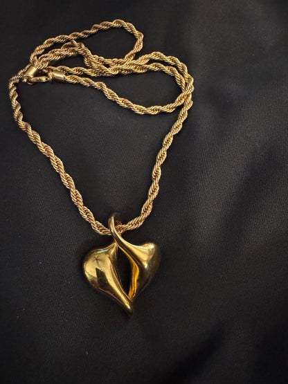 GoldTone braid with heart necklace