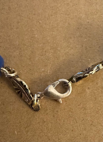 Multi color goldtone/cap double clasp necklace