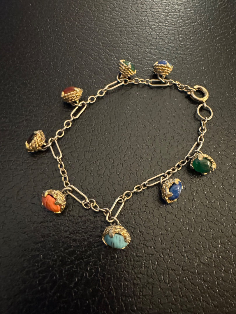 Scarab goldtone multicolor bracelet