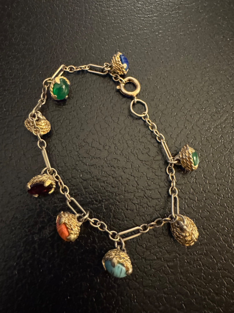Scarab goldtone multicolor bracelet