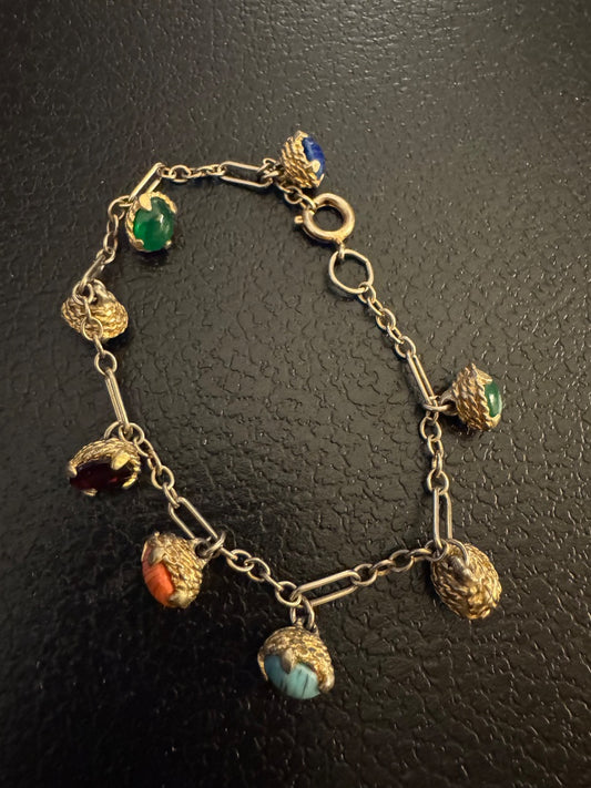 Scarab goldtone multicolor bracelet