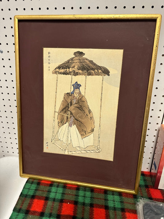 Japanese Framed Woodblock Print, 20 x 16 x 1