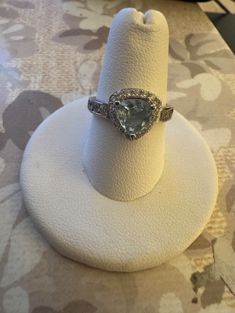 Blue Topaz trillion cut ring