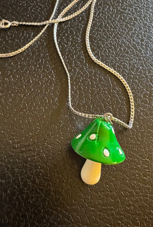 Green mushroom necklace