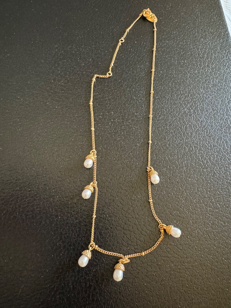 Brock collection H&M goldtone faux pearl necklace