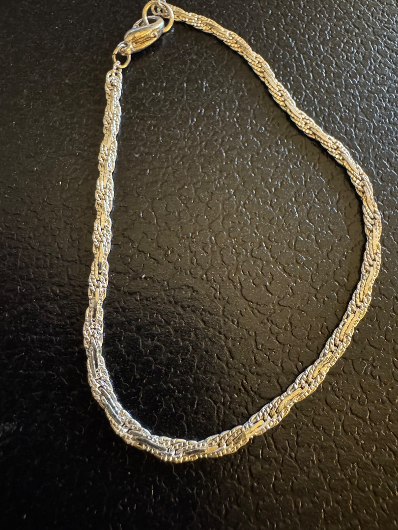 Braided silvertone bracelet