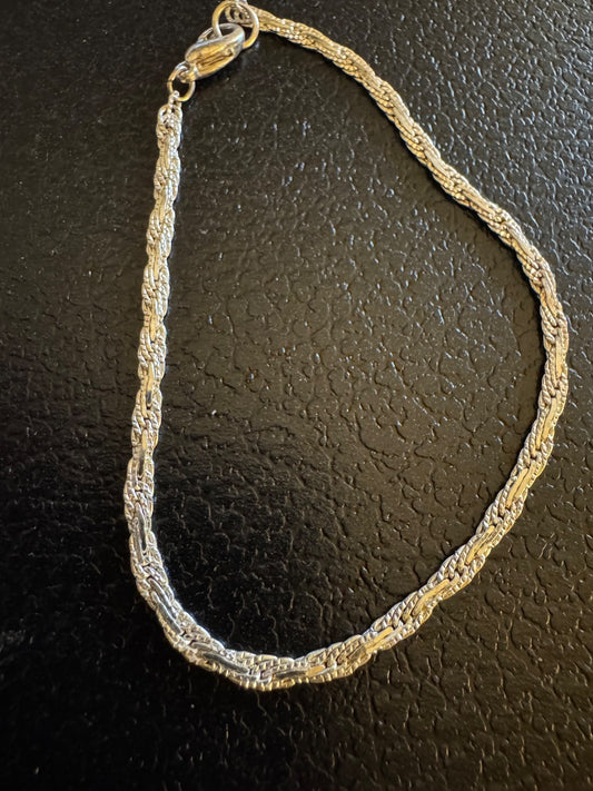 Braided silvertone bracelet