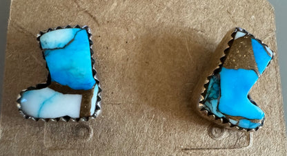 925 SW Blue Dahlia boot earrings