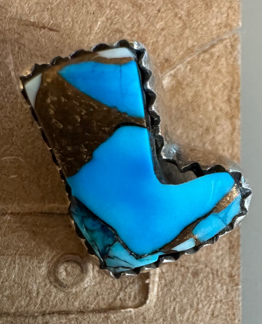 925 SW Blue Dahlia boot earrings