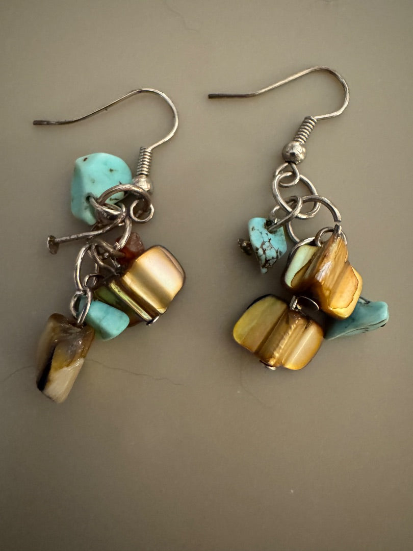 Shell Turq dangle earrings