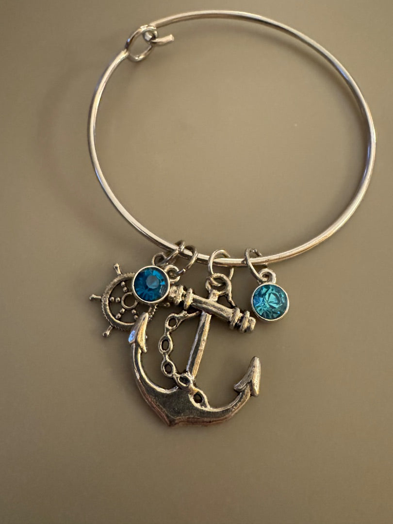 Anchor nautical silver tone bracelet