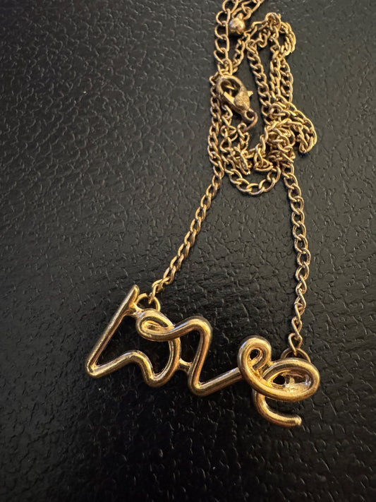 Script Love goldtone necklace