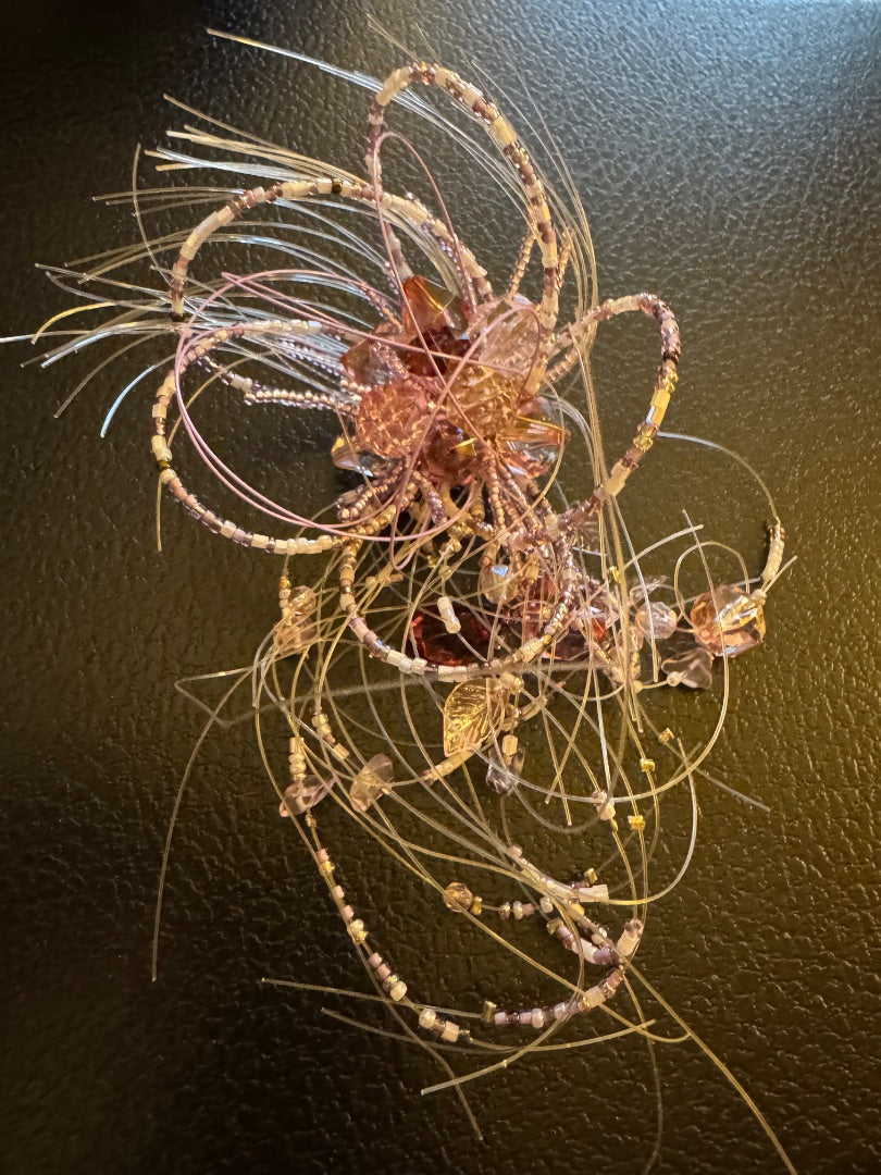 Purple seedbead wispy brooch
