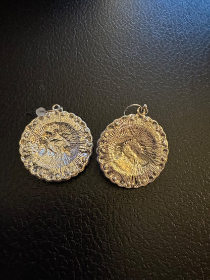 Horsehead silver tone earrings