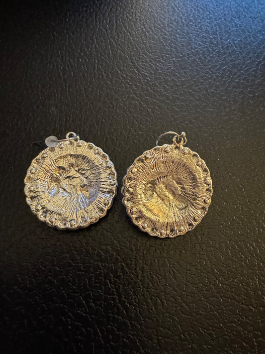 Horsehead silver tone earrings
