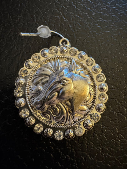 Horsehead silver tone earrings