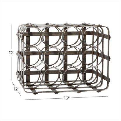 Metal  Industrial Wine Crate, 12" (t) x 12" (w) x 16" (d)