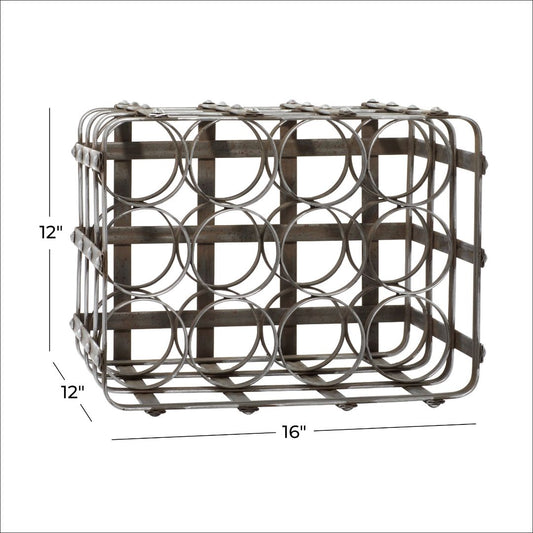 Metal  Industrial Wine Crate, 12" (t) x 12" (w) x 16" (d)