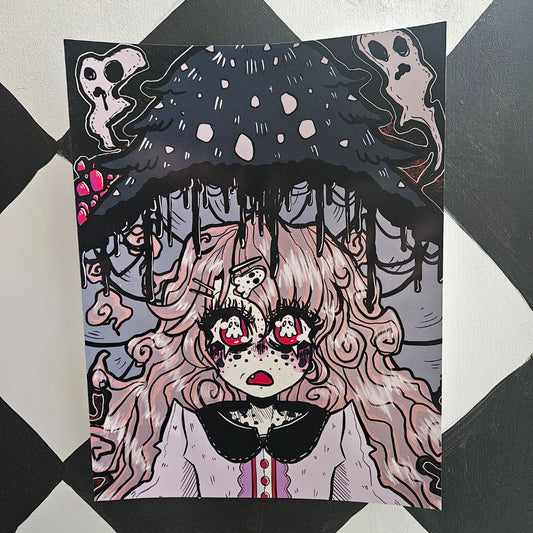 Inkycap girl- Print, 8.5x11 inch