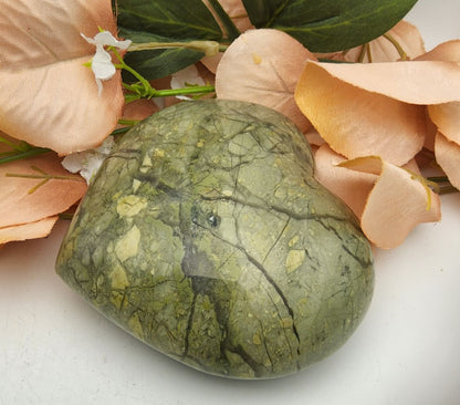 Large Green Quartz Heart Stones