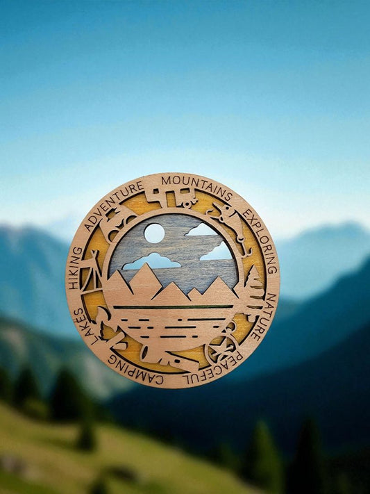 Wood Mountain Adventure Magnet, 3 Inches Round