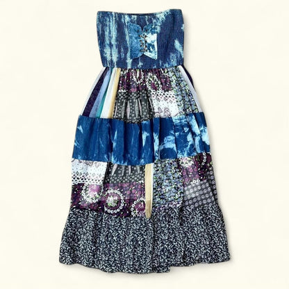 Y2K Strapless Patchwork Dress, As-Is, S/M