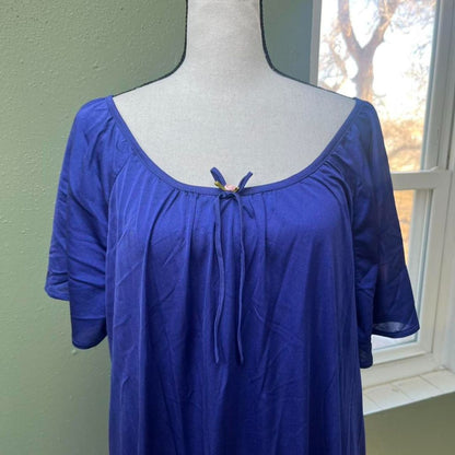 Blue Satin Nightgown, L-XXL