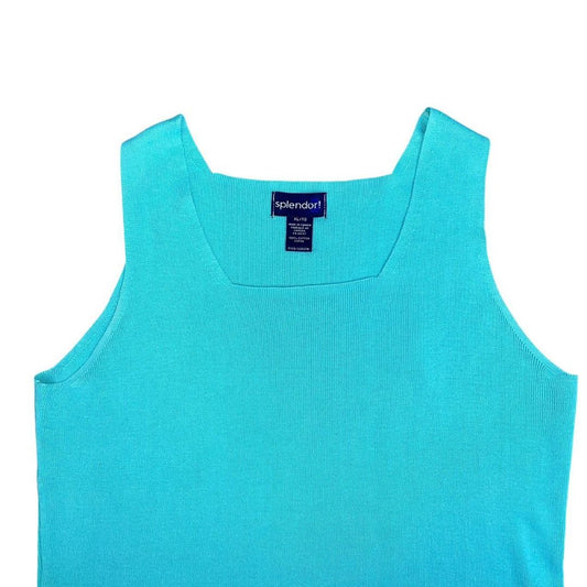 Aqua Blue Y2K Sleeveless Top, XL