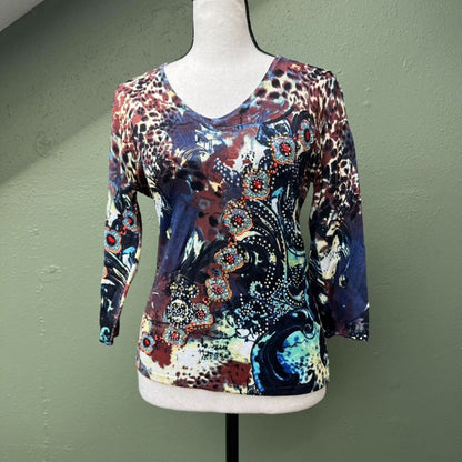 Y2K Abstract Rhinestone Top, S