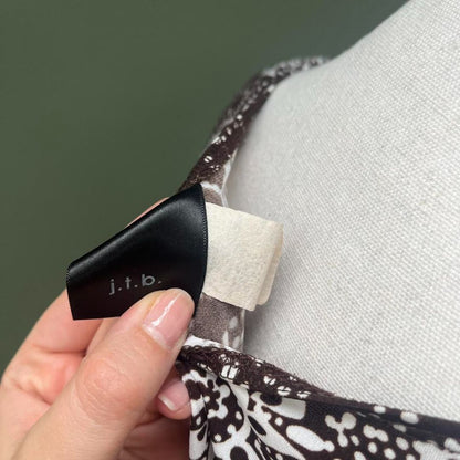 Y2K Brown White Floral Tie-Waist Top, M/L