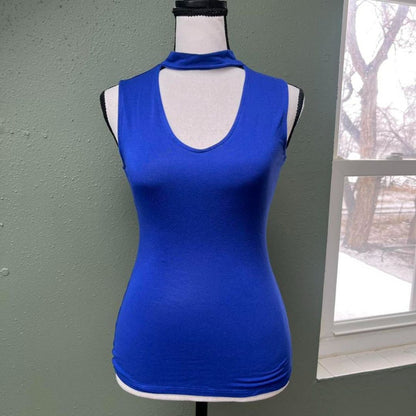 Cobalt Mock Collar Tank, XS/S