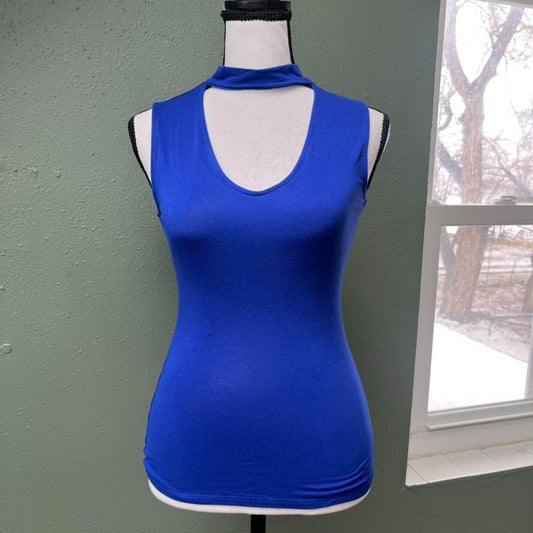 Cobalt Mock Collar Tank, XS/S