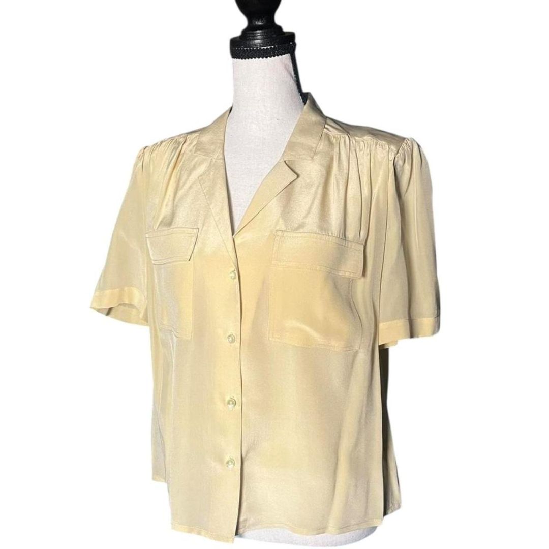 Retro Cream Silk Blouse, S/M