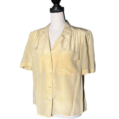 Retro Cream Silk Blouse, S/M