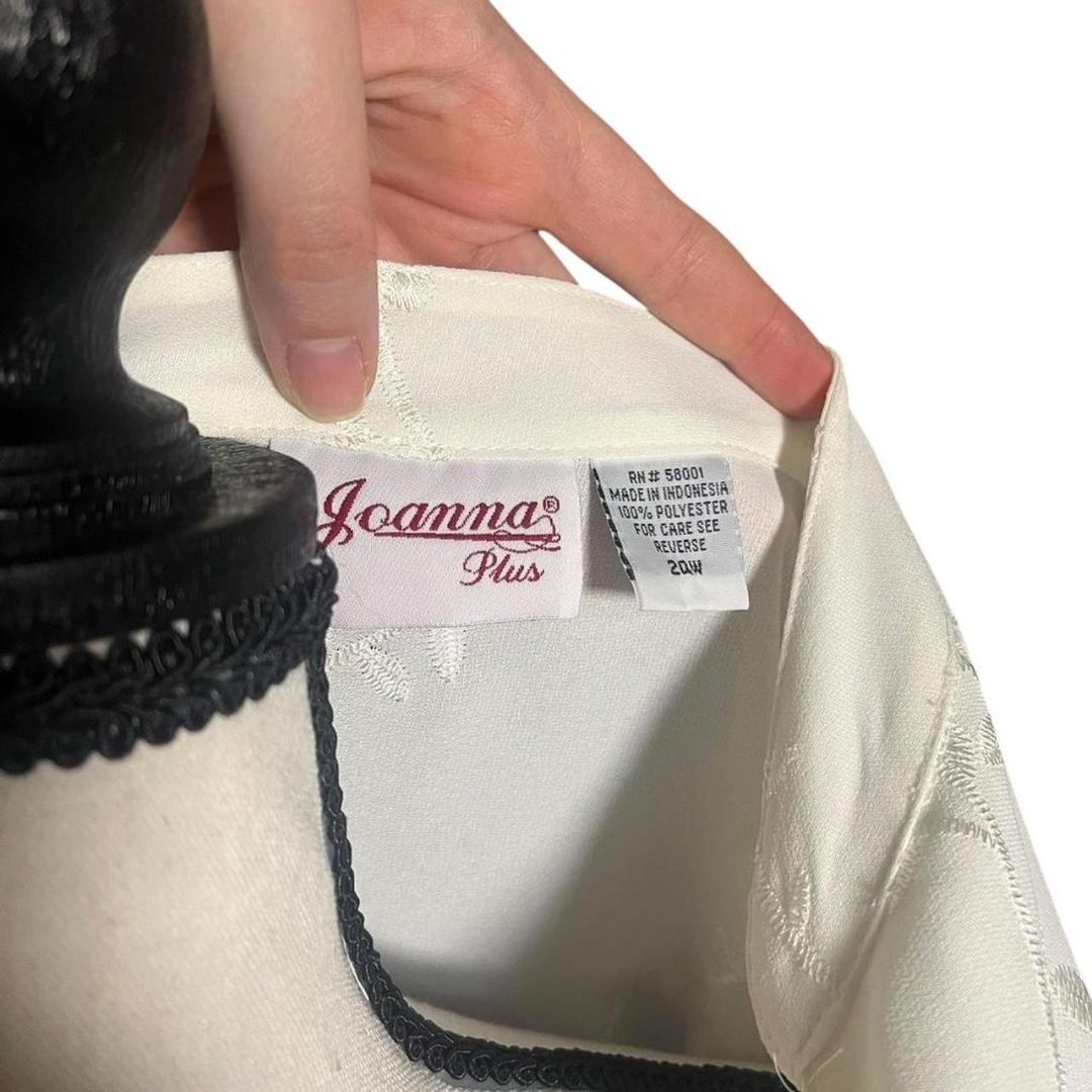 90s Ivory Embroidered Blouse, 20W