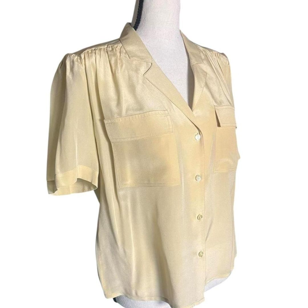 Retro Cream Silk Blouse, S/M