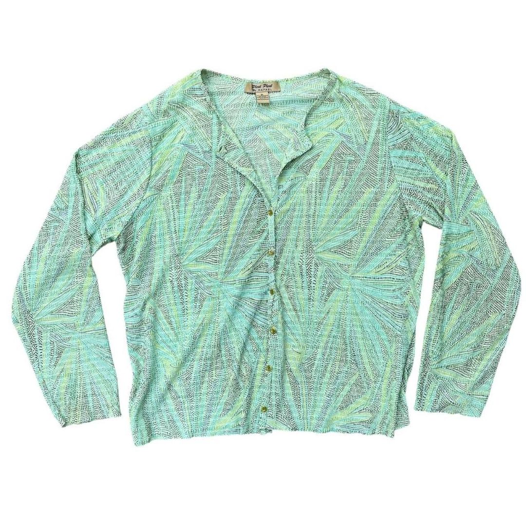 Y2K Indie Green Button Up Top, L/XL