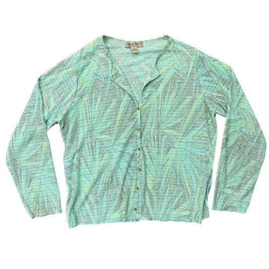 Y2K Indie Green Button Up Top, L/XL