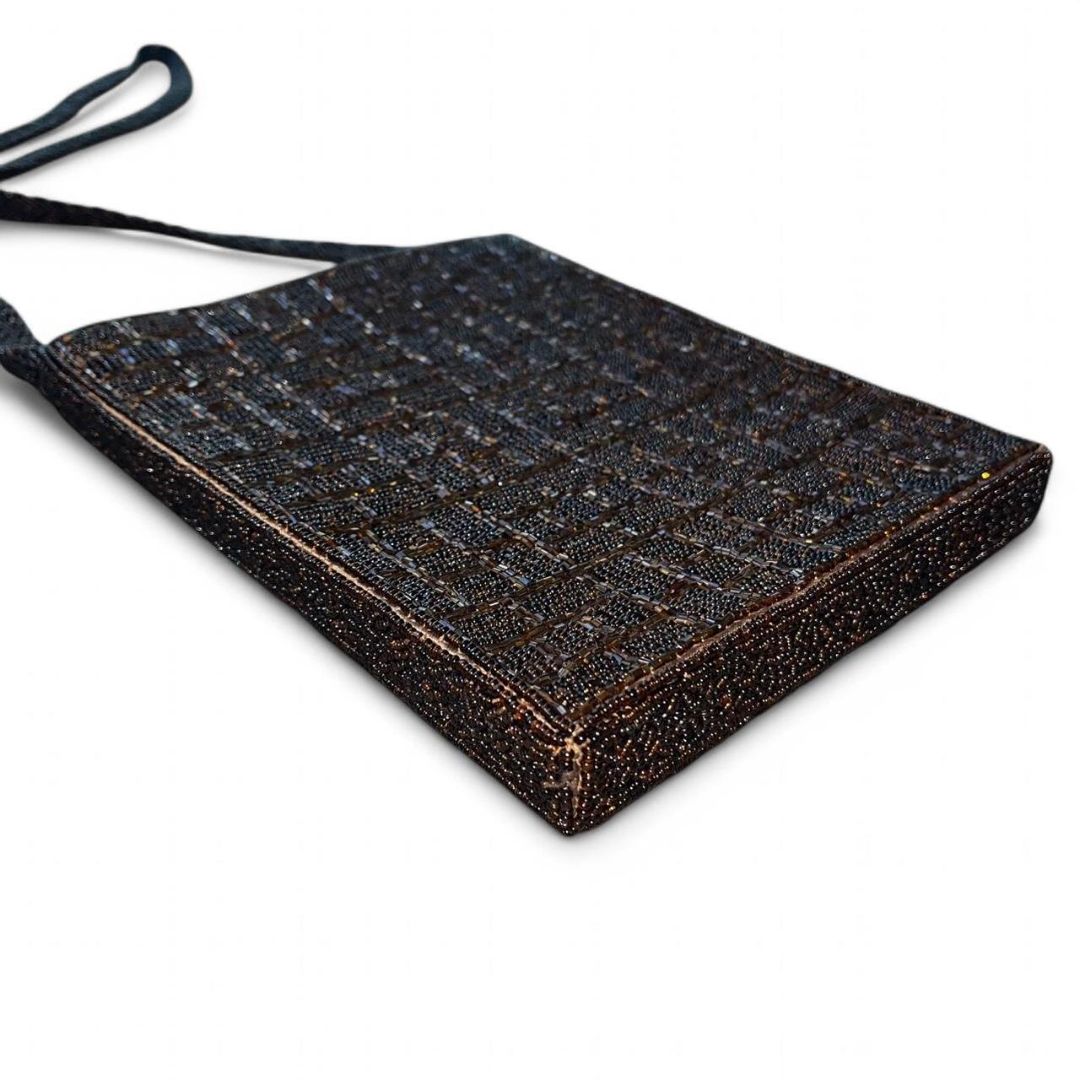 Brown Beaded Square Purse