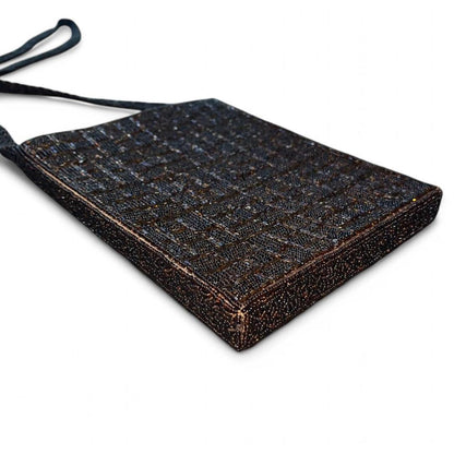 Brown Beaded Square Purse