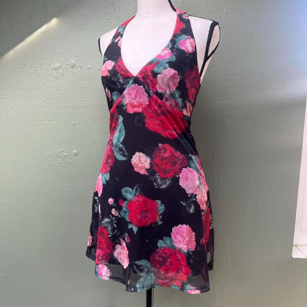 Wild Fable Rose Mesh Halter Dress, XXS-S