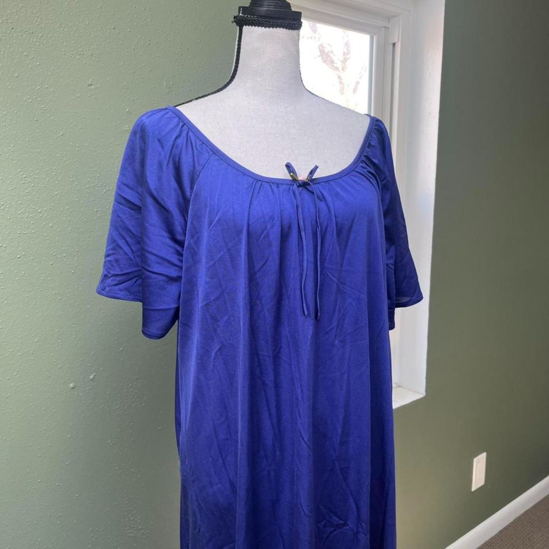 Blue Satin Nightgown, L-XXL