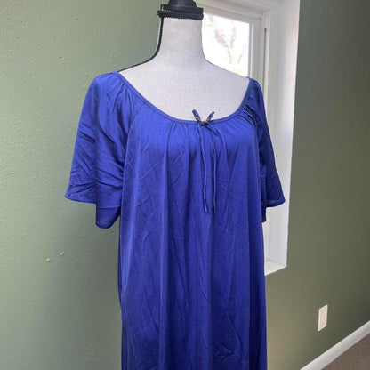 Blue Satin Nightgown, L-XXL