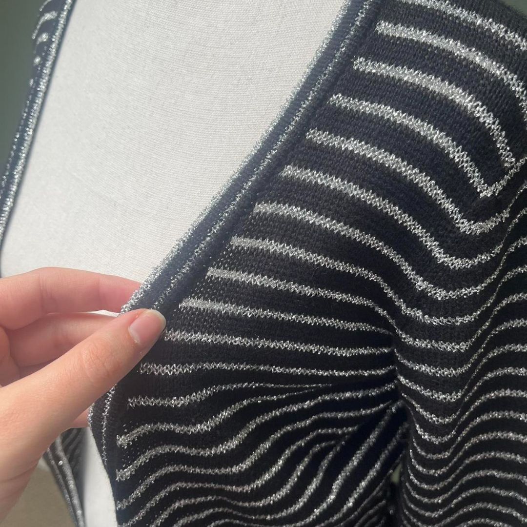 Tommy Hilfiger Black and Silver Wrap Sweater, M