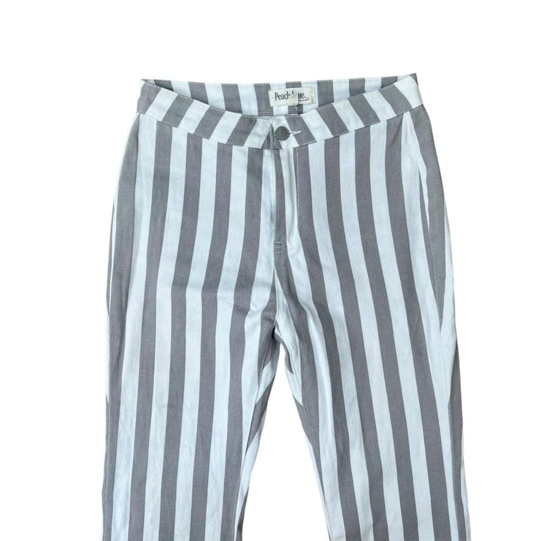 Gray Striped Bellbottom Pants, S