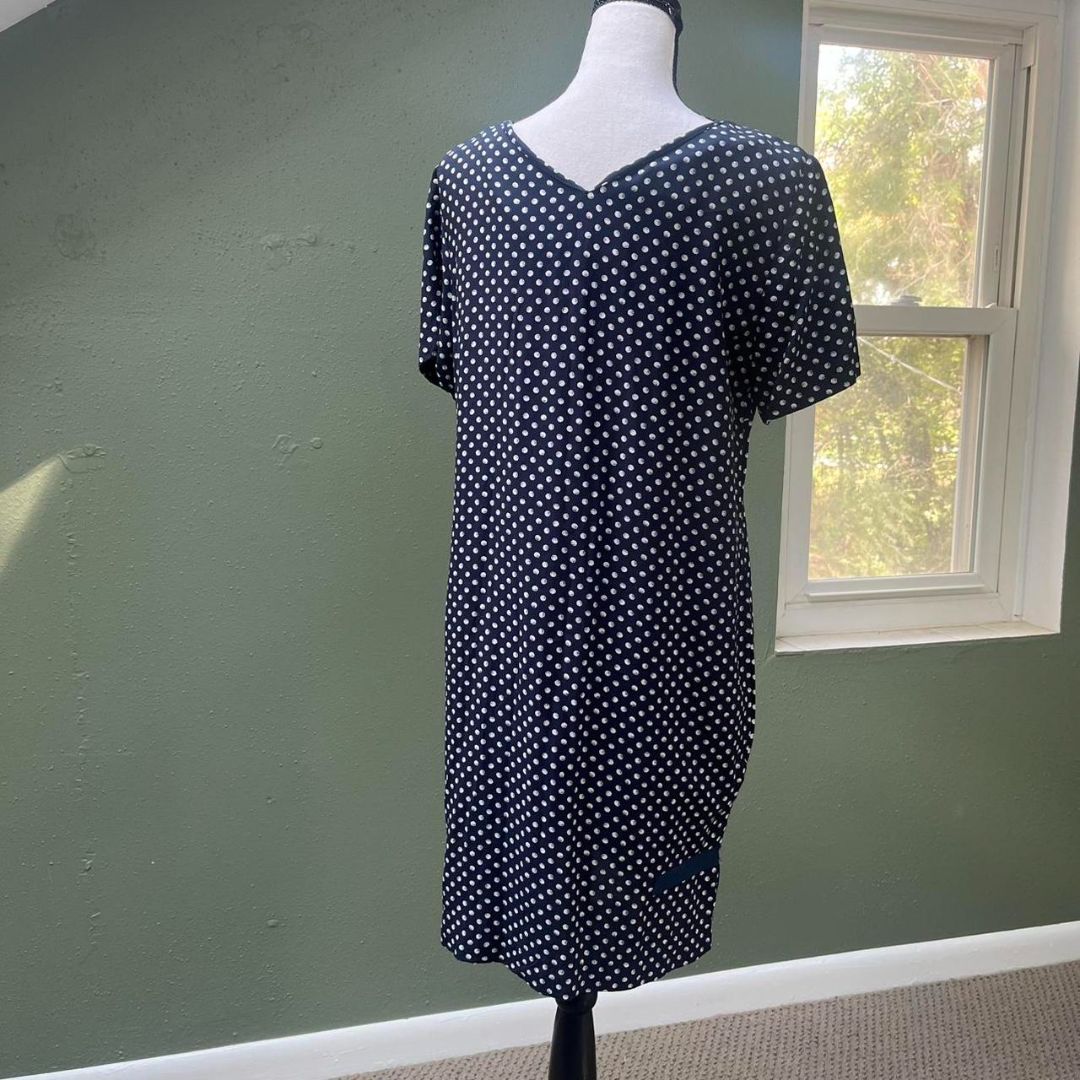 90s Navy Polka Dot Dress, 8/M