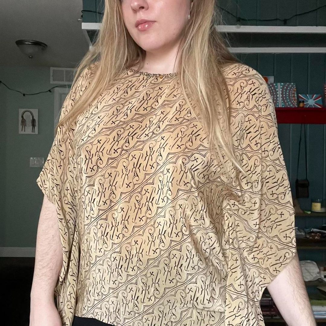 Vintage Silk Batwing Blouse, OS