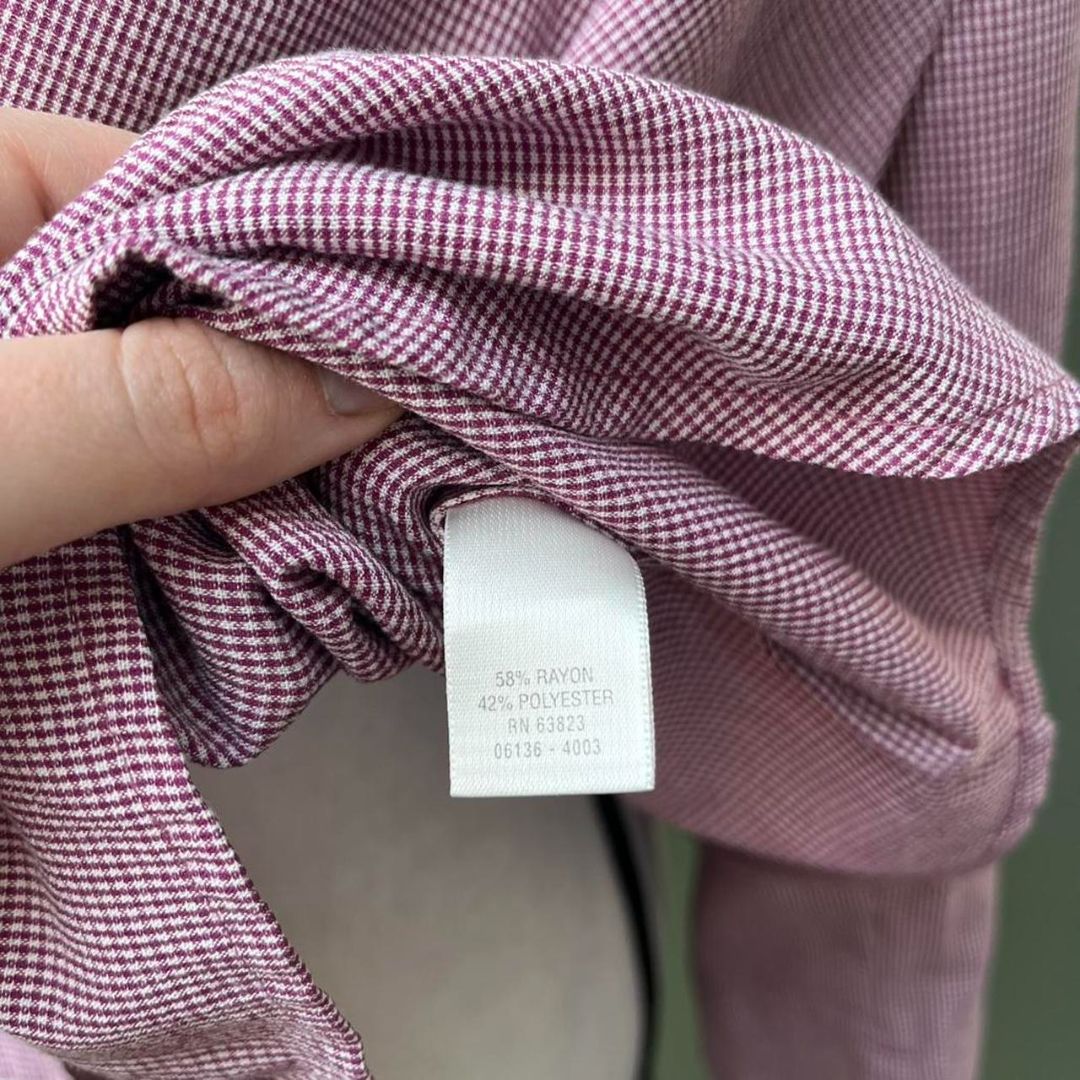 Raspberry Gingham Button Up, XL